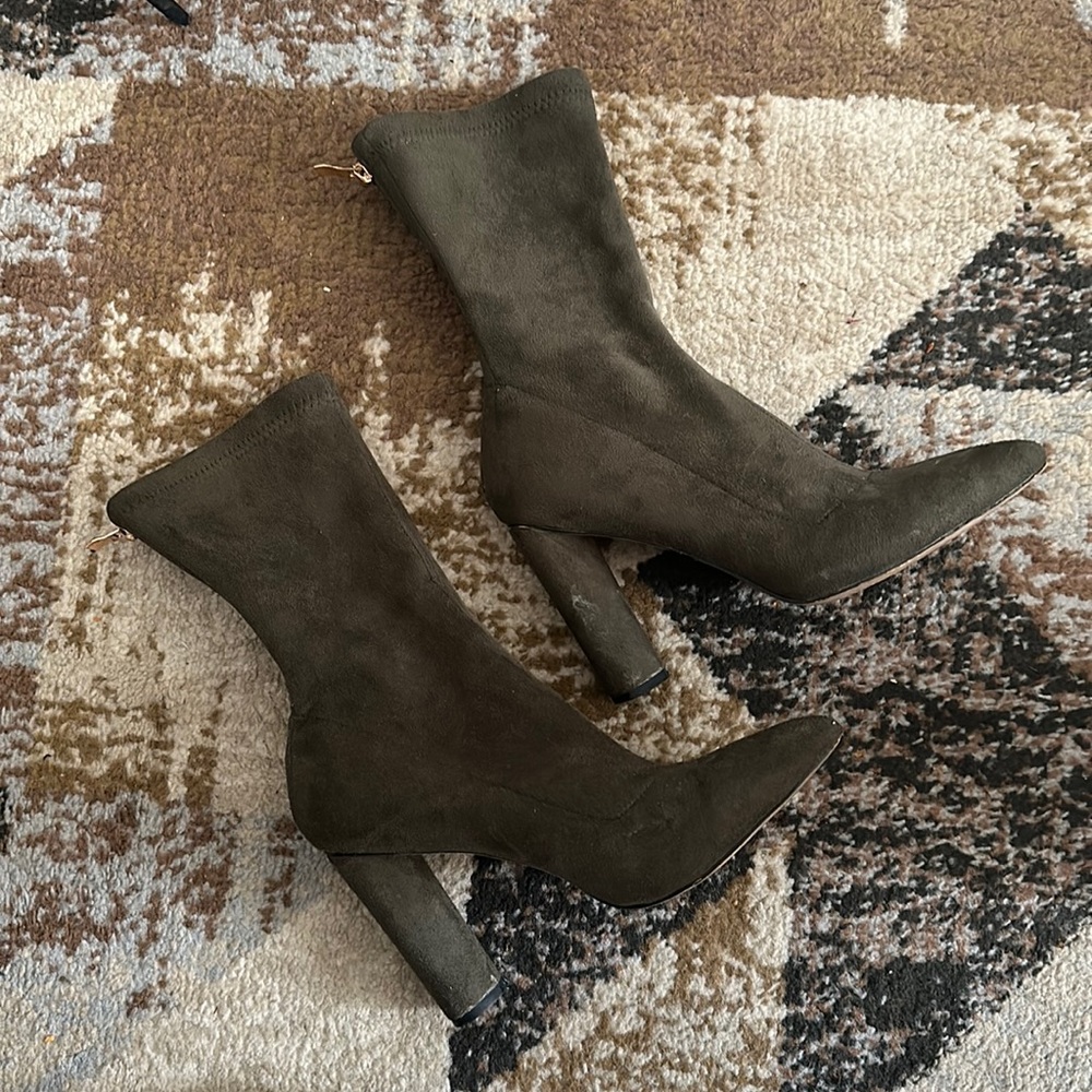 Suede Green Bootie